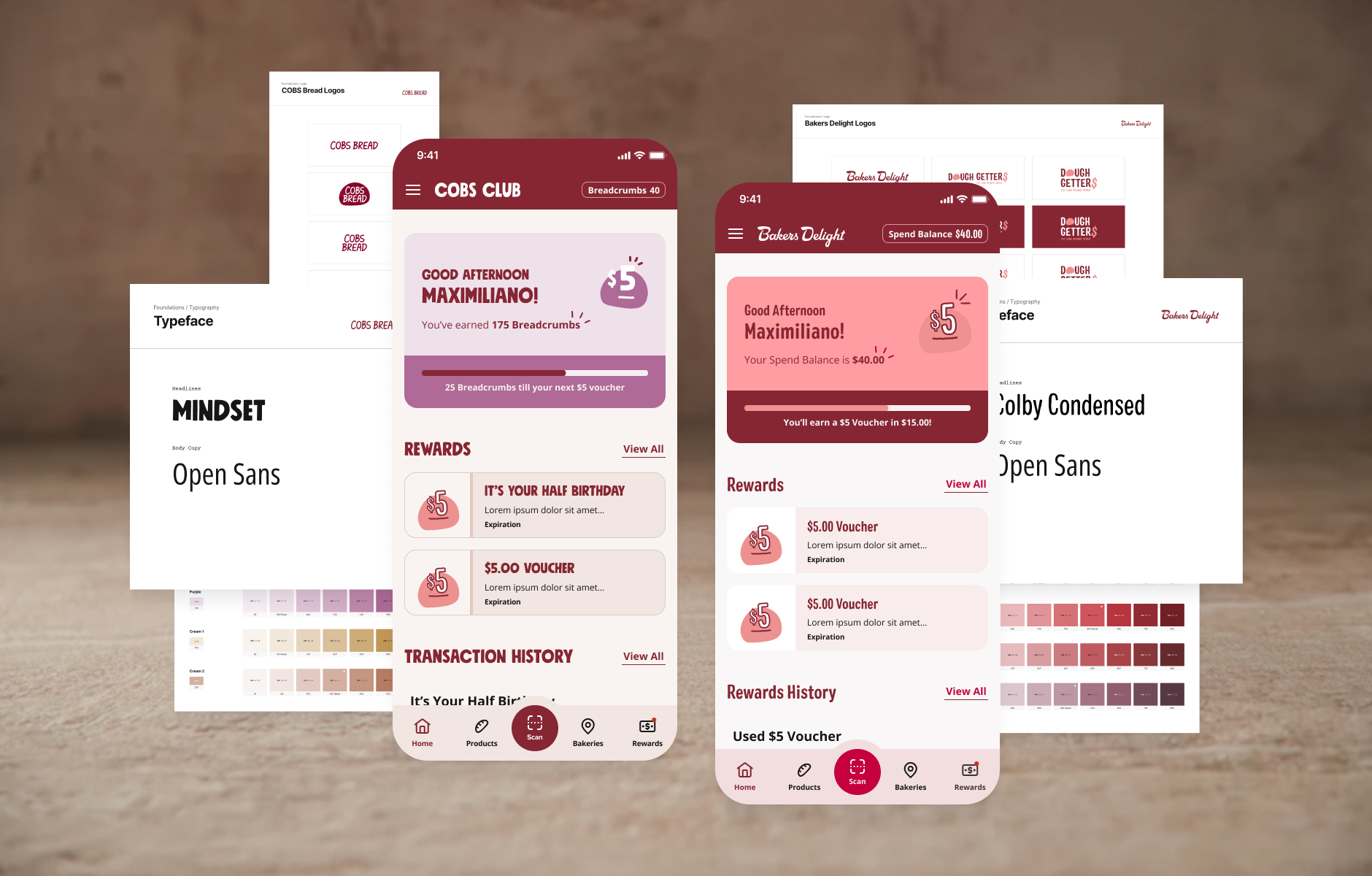 COBS Bread & Bakers Delight — mobile application screens